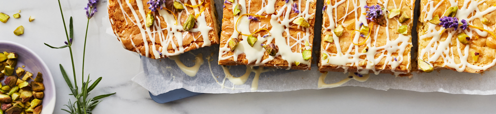 Orange, Pistachio and Lavender Blondie