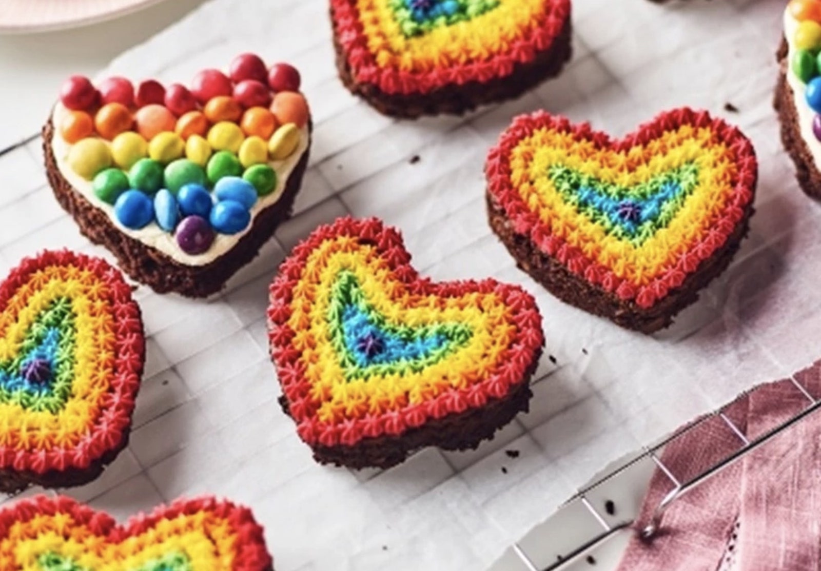 Rainbow Heart Brownies