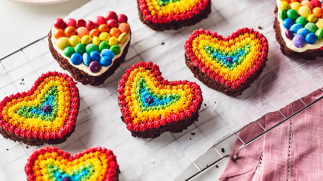 Rainbow Heart Brownies