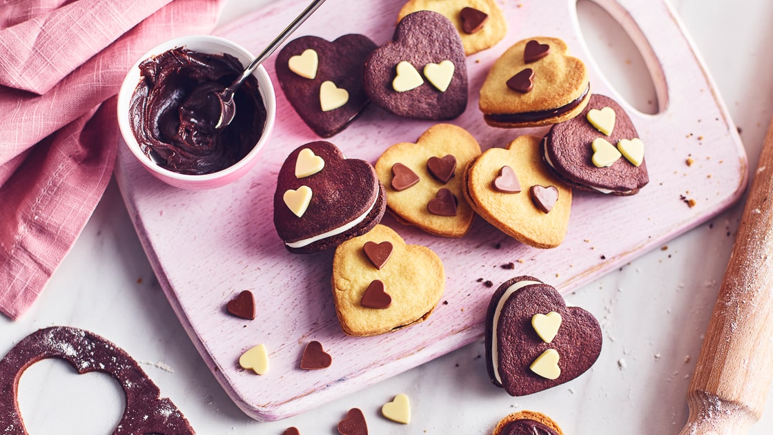 Chocolate Heart Shortbread Sandwiches