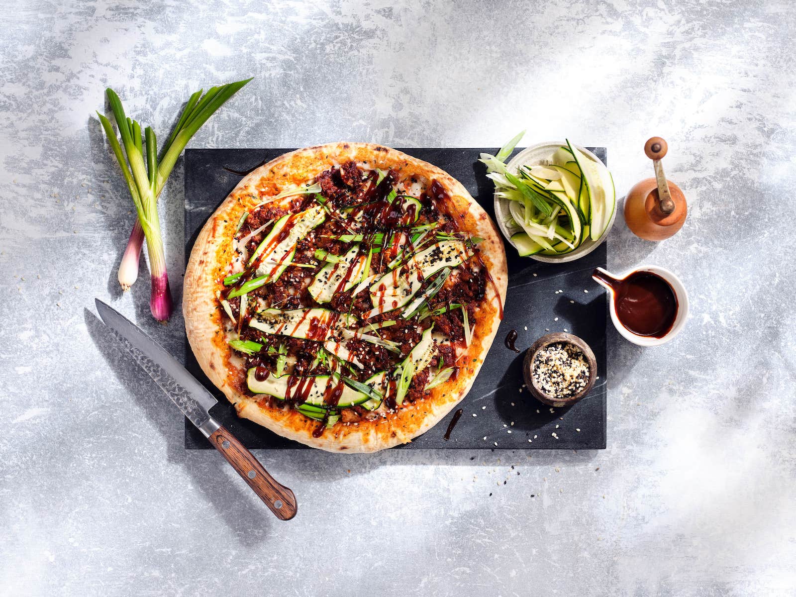 Meatless Hoisin Duck Pizza